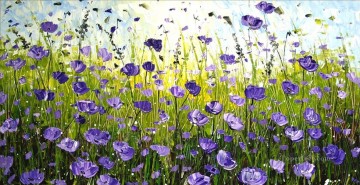 Purple flowers 3D Texture Oil Paintings